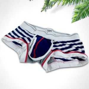 SeoBean Square Cut Briefs  Nautical Navy Stripes with Comfort Pouch  Mens Size M